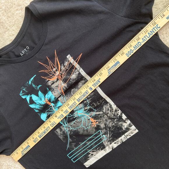 Kohl's APT. 9 Tropical Island Short Sleeve Black T-Shirt in Men's Large - Picture 9 of 9